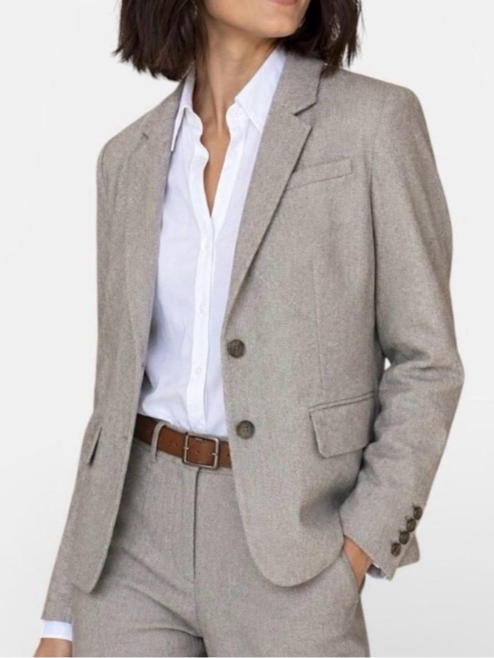 Banana Republic Tweed Academy Brown Wool-blend Two-button Blazer Size 10 P